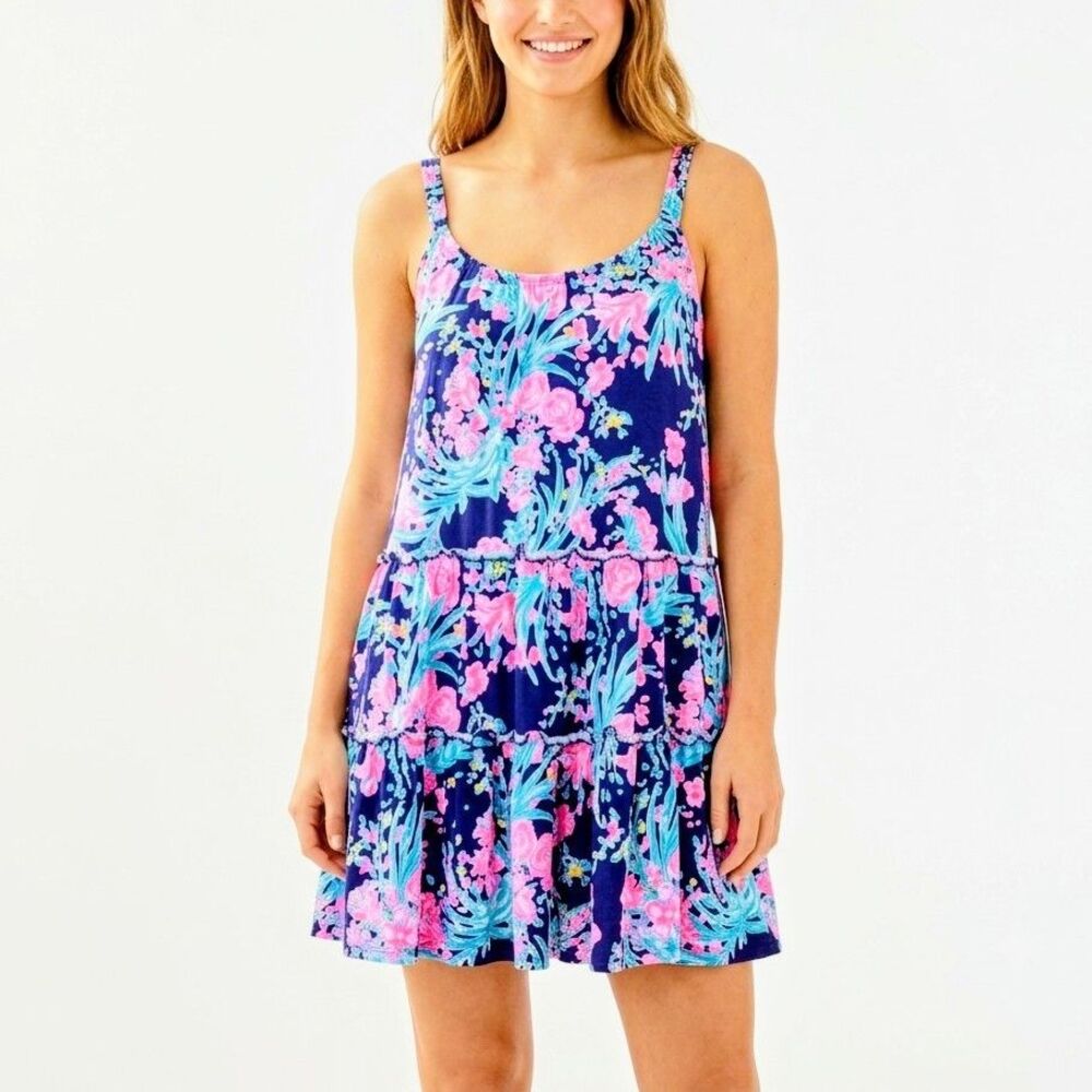 LILLY PULITZER Dress Loro Swing Corsica Blue Toucan Party Print Women Medium